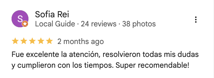 Captura de reseña de Google de un paciente de SaludyVos 3