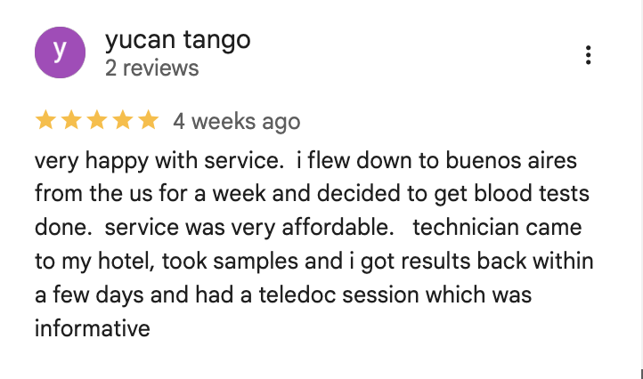 Captura de reseña de Google de un paciente de SaludyVos 5