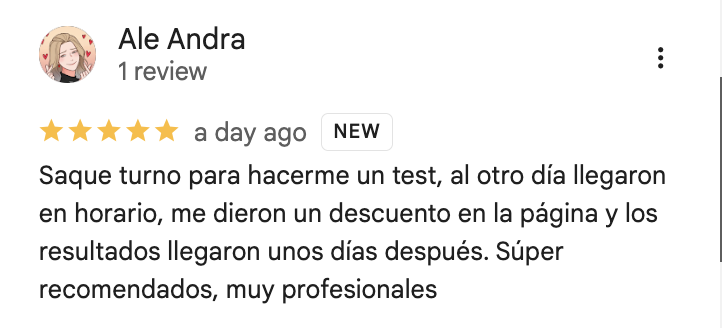 Captura de reseña de Google de un paciente de SaludyVos 8