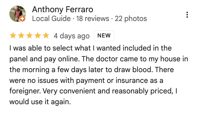Captura de reseña de Google de un paciente de SaludyVos 9